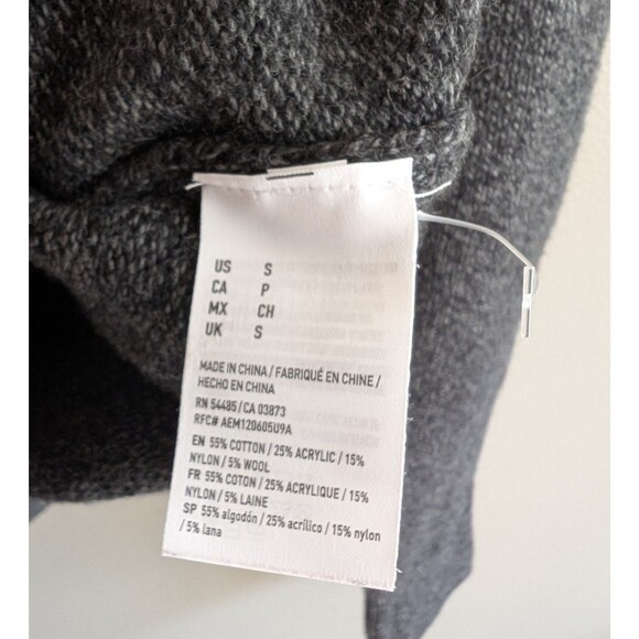 American Eagle Size Small Knit Sweater Mens AE Shawl Collar Pocket Gray Classic - Picture 4 of 5